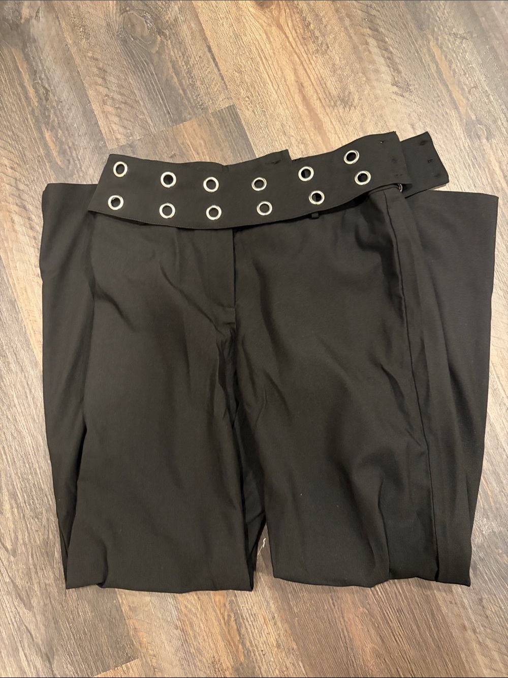 REVOLVE Black Wide Leg Pants with Grommet Waist Belt